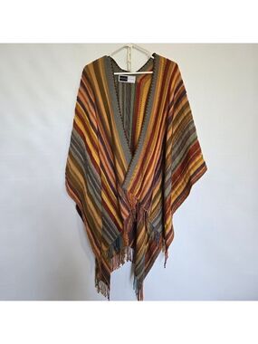 RHONDA STARK STRIPED WRAP SHAWL WOMENS FALL COLORS ONE SIZE STAGECOACH COACHELLA